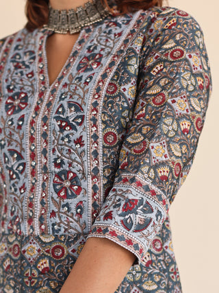 Utsav Aashvi Set Of Chanderi Silk Kurta Pants Dupatta