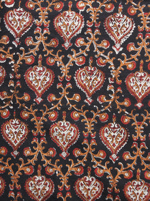 Black Maroon Brown White Hand Block Printed Cotton Fabric Per Meter - F001F892