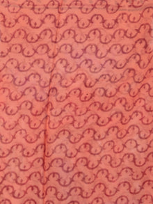 Coral Maroon Hand Block Printed Chiffon Saree with Zari Border - S031702752