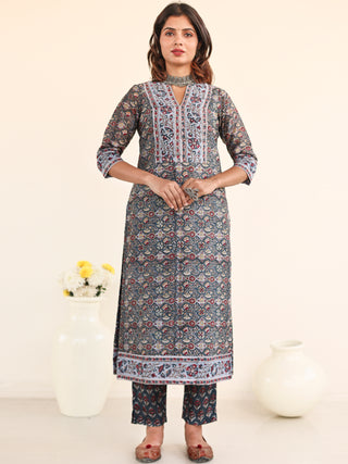 Utsav Aashvi Set Of Chanderi Silk Kurta Pants Dupatta