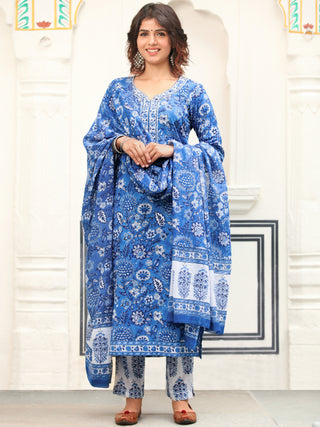 Jashn Neelam Set Of Kurta Pants Dupatta