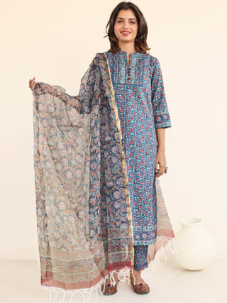 Jashn Taashi Set Of Kurta Pants Kota Doria Dupatta