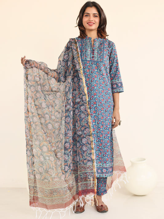 Jashn Taashi Set Of Kurta Pants Kota Doria Dupatta