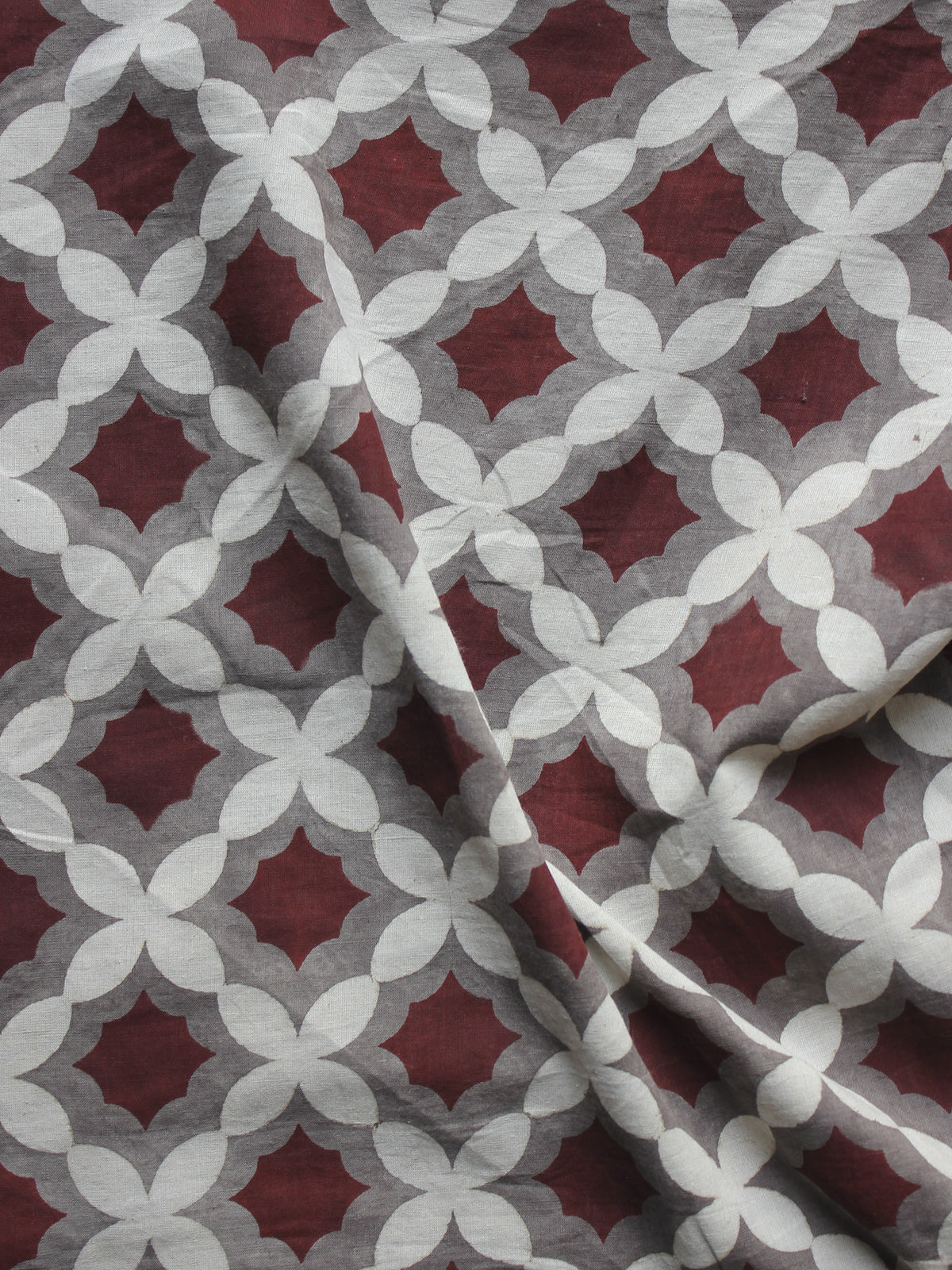 Kashish Brown Ivory Hand Block Printed Cotton Fabric Per Meter - F001F873
