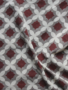Kashish Brown Ivory Hand Block Printed Cotton Fabric Per Meter - F001F873