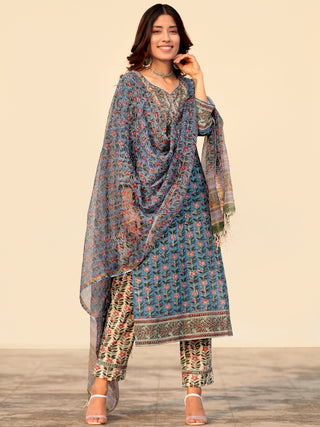 Megha Samah Set Of Kurta Pant Kota Dupatta