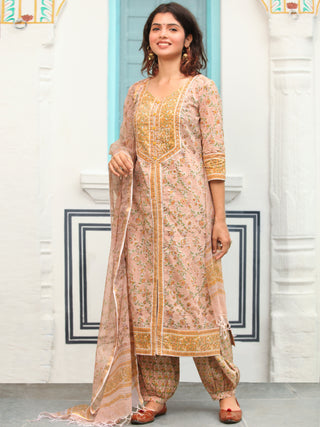 Jashn Bella Set Of Kurta Pants Kota Doria Dupatta