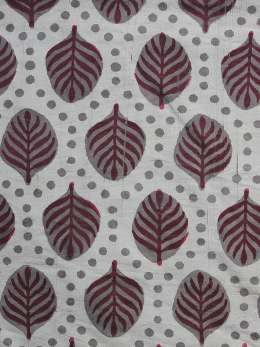 Ivory  Rust Kashish Hand Block Printed Cotton Fabric Per Meter - F001F874
