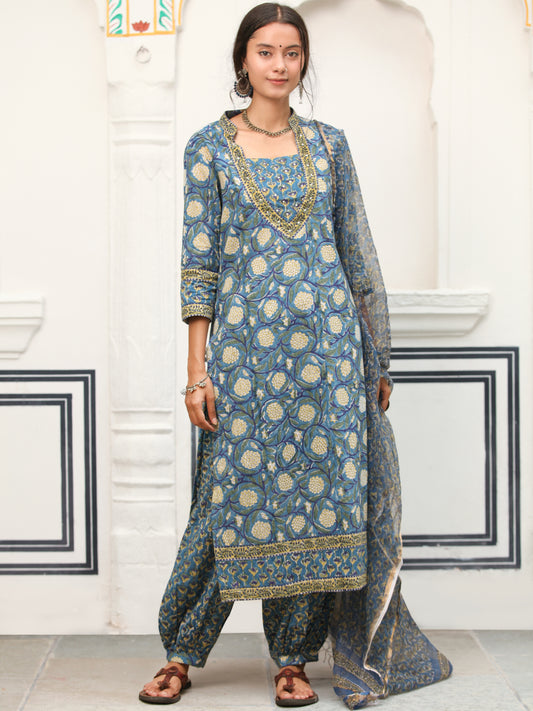 Jashn Apsara Set Of Kurta Pants Kota Doria Dupatta