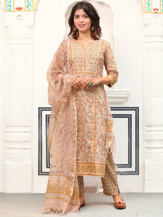 Jashn Vani Set Of Kurta Pants Kota Doria Dupatta