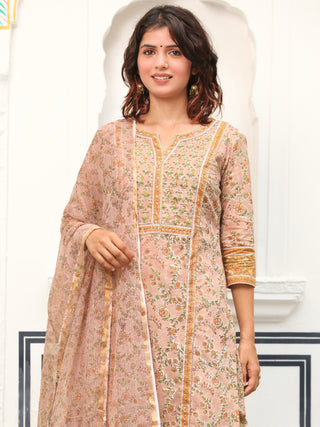 Jashn Vani Set Of Kurta Pants Kota Doria Dupatta