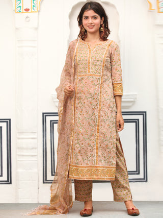 Jashn Vani Set Of Kurta Pants Kota Doria Dupatta