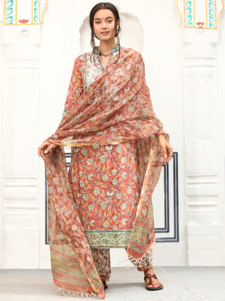 Jashn Maira Set Of Kurta Pants Kota Doria Dupatta