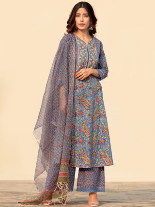 Megha Fiza Set Of Kurta Palazzo Kota Dupatta