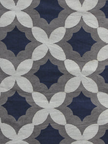 Kashish Ivory Indigo Hand Block Printed Cotton Fabric Per Meter - F001F875