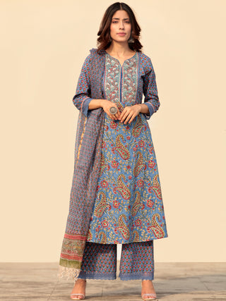 Megha Fiza Set Of Kurta Palazzo Kota Dupatta