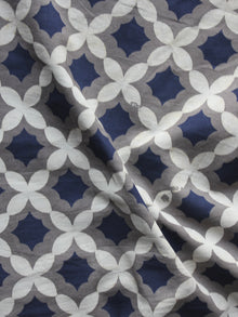 Kashish Ivory Indigo Hand Block Printed Cotton Fabric Per Meter - F001F875