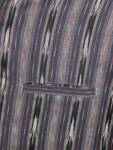 Oxford Blue Grey Ivory Hand Woven Ikat Blazer - J07F824