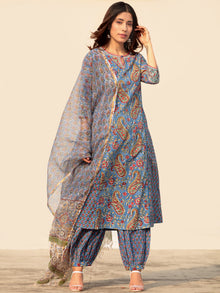 Megha Anjum Set Of Kurta Salwar Pants Kota Dupatta