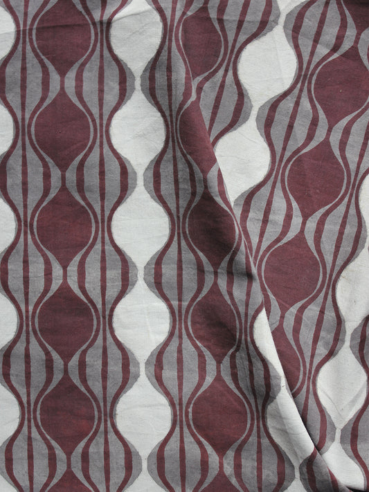 Kashish Ivory Brown Hand Block Printed Cotton Fabric Per Meter - F001F876