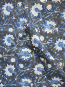 Indigo Ivory Grey Hand Block Printed Cotton Fabric Per Meter - F001F877