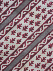 Maroon Ivory Kashish Hand Block Printed Cotton Fabric Per Meter - F001F879