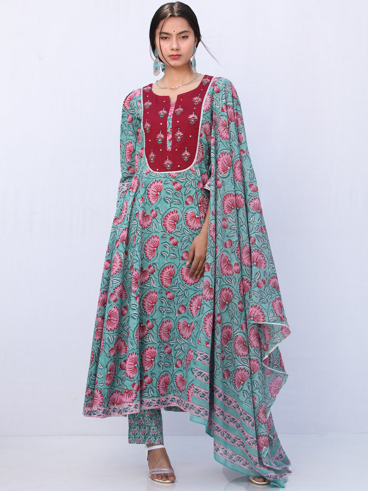 Gulal Dia Set Of Anarkali Pants Dupatta