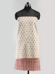 White Red Black Bagh Hand Block Printed Cotton Suit-Salwar Fabric With Dupatta (Set of 3) - SU01HB404