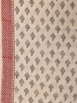White Red Black Bagh Hand Block Printed Cotton Suit-Salwar Fabric With Dupatta (Set of 3) - SU01HB404