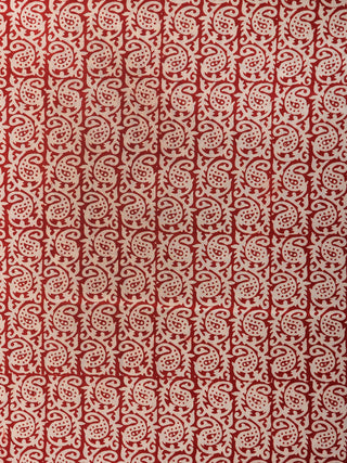 White Red Black Bagh Hand Block Printed Cotton Suit-Salwar Fabric With Dupatta (Set of 3) - SU01HB404
