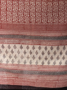 White Red Black Bagh Hand Block Printed Cotton Suit-Salwar Fabric With Dupatta (Set of 3) - SU01HB404