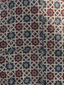 Beige Red Black Indigo Hand Printed Ajrakh Kurta With Stand Collar - K47F1197