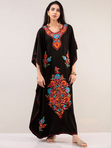 Black Aari Embroidered Kashmere Free Size Kaftan  - K12K029