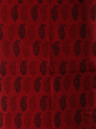 Magenta Black Red Bagh Hand Block Printed Cotton Suit-Salwar Fabric With Chiffon Dupatta (Set of 3) - SU01HB413