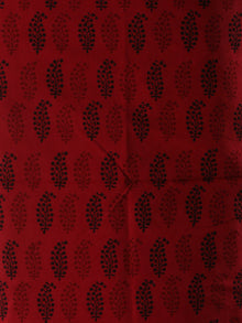Magenta Black Red Bagh Hand Block Printed Cotton Suit-Salwar Fabric With Chiffon Dupatta (Set of 3) - SU01HB413