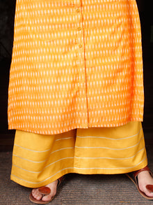 Mustard Yellow Silk Cotton Ikat Embroidered Kurta & Pants (Set of 2) - SS01F1747