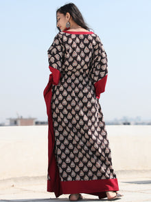 Black Maroon OffWhite Hand Block Printed Kaftan - K127F997