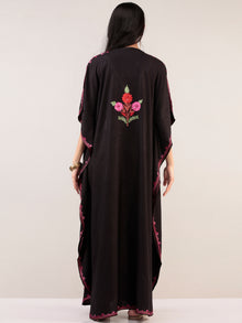 Black Rani Aari Embroidered Kashmere Free Size Kaftan  - K12K033