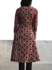 Light Brown Black Red Hand Printed Ajrakh Kurta With Kali - K58F1157