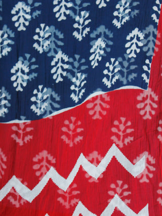 Indigo Red White Cotton Block Printed Suit - Set of 3 - SS01F013