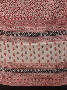 Off White Black Red Bagh Hand Block Printed Cotton Suit-Salwar Fabric With Cotton Dupatta (Set of 3) - SU01HB417