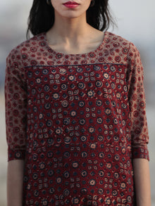 Maroon Brown Blue Ajrakh Hand Block Printed Kurta - K30F1208