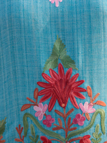 Blue Pink Red Green Aari Embroidered Short Kashmere Kaftan  - K11K027