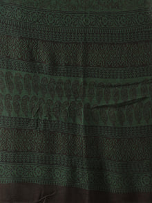 Maroon Hunter Green Bagh Hand Block Printed Cotton Suit-Salwar Fabric With Chiffon Dupatta (Set of 3) - SU01HB409