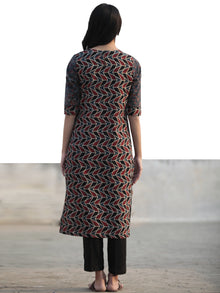 Indigo Maroon Black Ajrakh Hand Block Printed Kurta - K31F1191