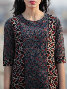 Indigo Maroon Black Ajrakh Hand Block Printed Kurta - K31F1191