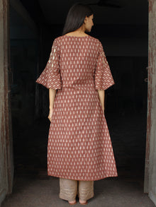 Brown Ivory Silk Cotton Ikat Gotta Work Kurta & Pants (Set of 2) - SS01F1408