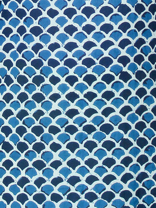 Indigo Yellow White Cotton Block Printed Suit - Set of 3 - SS01F015