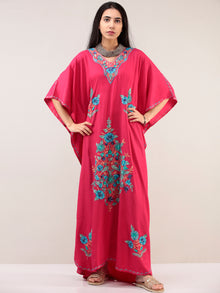 Coral Aari Embroidered Kashmere Free Size Kaftan  - K12K035
