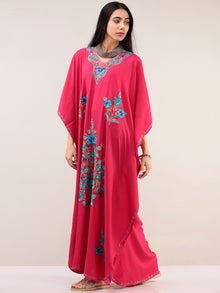 Coral Aari Embroidered Kashmere Free Size Kaftan  - K12K035